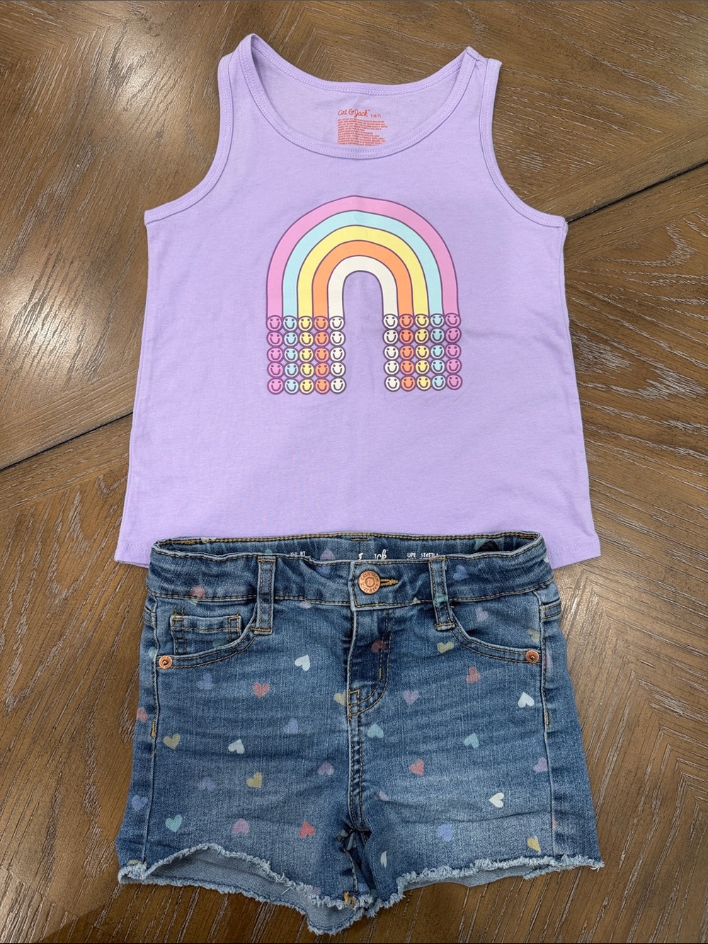 Cat & Jack Lavender Tank Top with Rainbow Smiley Graphic